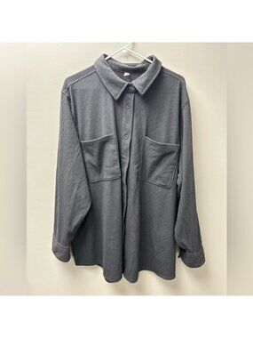 Hyba‎ Women’s Ribbed Dark Grey Button Up Shacket